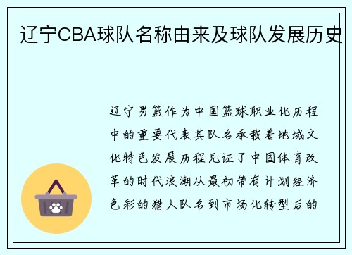辽宁CBA球队名称由来及球队发展历史